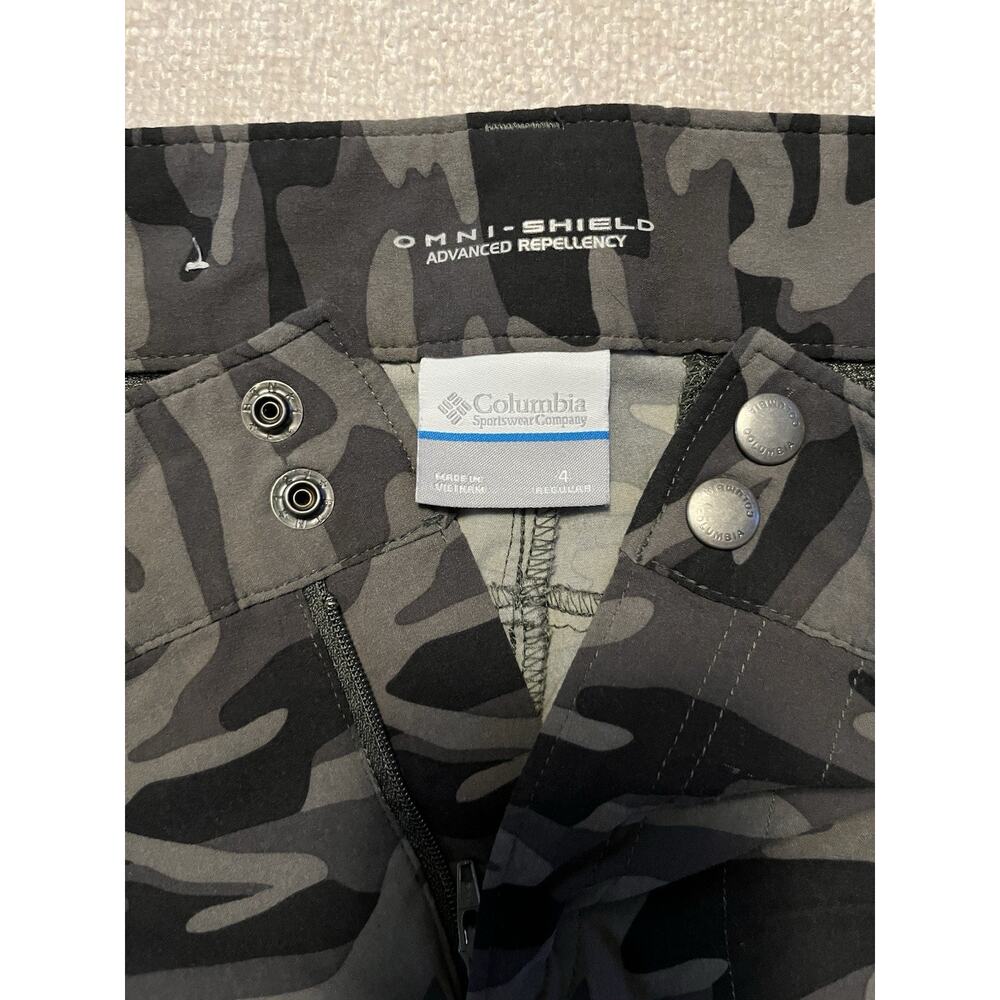 Columbia Camo Pants Womens 4 Green Hiking Utility Trail Omni-Shield Roll Tab Hem - Picture 8 of 14